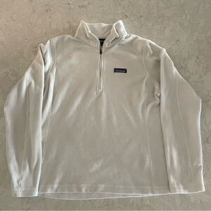 Patagonia Sweater Womens Large White Half Zip Fleece Pullover Worn Wear READ